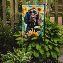Load image into Gallery viewer, American Water Spaniel in Sunflowers Garden Flag – Bright Dog-Themed Yard Decor