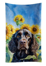 Load image into Gallery viewer, American Water Spaniel in Sunflowers Kitchen Towel