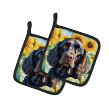 Load image into Gallery viewer, American Water Spaniel in Sunflowers Pot Holders - Set of 2 Decorative Kitchen Helpers | Made in the USA