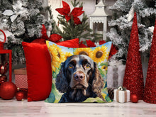 Load image into Gallery viewer, American Water Spaniel in Sunflowers Throw Pillow - 14x14 Decorative Pillow – Art for Your Home &amp; Patio