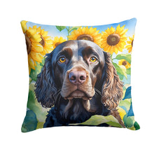 Load image into Gallery viewer, American Water Spaniel in Sunflowers Throw Pillow - 14x14 Decorative Pillow – Art for Your Home &amp; Patio