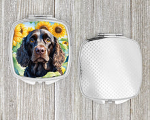 Load image into Gallery viewer, American Water Spaniel in Sunflowers Compact Mirror – Stylish Purse Mirror with Artistic Covers