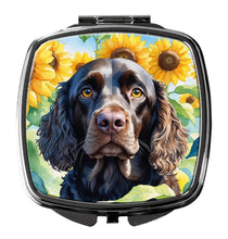 Load image into Gallery viewer, American Water Spaniel in Sunflowers Compact Mirror – Stylish Purse Mirror with Artistic Covers