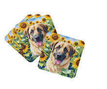 Load image into Gallery viewer, Anatolian Shepherd in Sunflowers Coasters - Set of 4 Lightweight Foam, Absorbent Drink Coasters