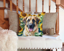 Load image into Gallery viewer, Anatolian Shepherd in Sunflowers Throw Pillow - 14x14 Decorative Pillow – Art for Your Home &amp; Patio