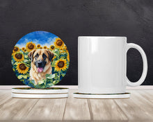 Load image into Gallery viewer, Anatolian Shepherd in Sunflowers Large Sandstone Coasters Pack of 4
