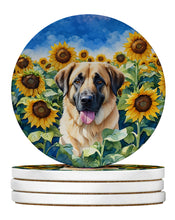 Load image into Gallery viewer, Anatolian Shepherd in Sunflowers Large Sandstone Coasters Pack of 4
