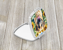 Load image into Gallery viewer, Anatolian Shepherd in Sunflowers Compact Mirror – Stylish Purse Mirror with Artistic Covers
