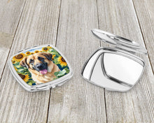 Load image into Gallery viewer, Anatolian Shepherd in Sunflowers Compact Mirror – Stylish Purse Mirror with Artistic Covers