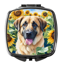 Load image into Gallery viewer, Anatolian Shepherd in Sunflowers Compact Mirror – Stylish Purse Mirror with Artistic Covers