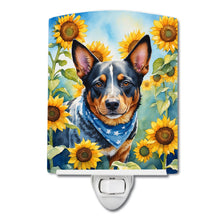 Load image into Gallery viewer, Australian Cattle Dog in Sunflowers Ceramic Night Light