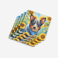 Load image into Gallery viewer, Australian Cattle Dog in Sunflowers Coasters - Set of 4 Lightweight Foam, Absorbent Drink Coasters