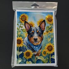 Load image into Gallery viewer, Australian Cattle Dog in Sunflowers Greeting Cards - Blank Note Cards – 8-Pack of Artist-Designed Cards with Envelopes