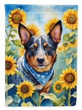 Load image into Gallery viewer, Australian Cattle Dog in Sunflowers Garden Flag – Bright Dog-Themed Yard Decor