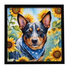 Load image into Gallery viewer, Australian Cattle Dog in Sunflowers Framed Metal Print