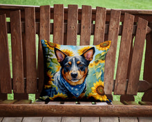Load image into Gallery viewer, Australian Cattle Dog in Sunflowers Throw Pillow - 14x14 Decorative Pillow – Art for Your Home &amp; Patio
