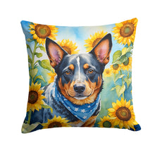 Load image into Gallery viewer, Australian Cattle Dog in Sunflowers Throw Pillow - 14x14 Decorative Pillow – Art for Your Home &amp; Patio