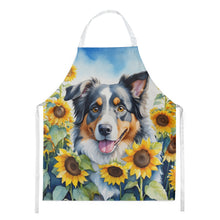 Load image into Gallery viewer, Australian Shepherd in Sunflowers Apron – Artist-Designed Kitchen, BBQ &amp; Craft Apron