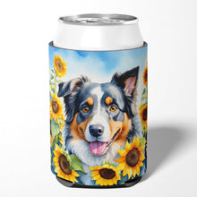 Load image into Gallery viewer, Australian Shepherd in Sunflowers Can or Bottle Hugger