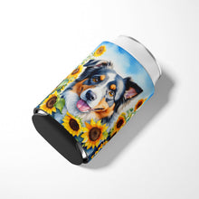 Load image into Gallery viewer, Australian Shepherd in Sunflowers Can or Bottle Hugger