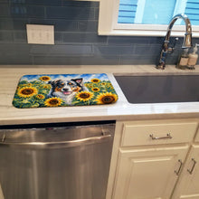 Load image into Gallery viewer, Australian Shepherd in Sunflowers Dish Drying Mat Absorbent Dish Drying Mat Pad for Kitchen Counter Dish Drainer Mat for Countertop, 14 x 21", Multicolor