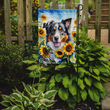 Load image into Gallery viewer, Australian Shepherd in Sunflowers Garden Flag – Bright Dog-Themed Yard Decor