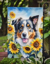 Load image into Gallery viewer, Australian Shepherd in Sunflowers Garden Flag – Bright Dog-Themed Yard Decor