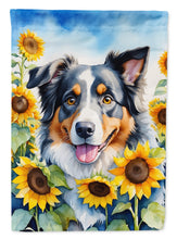Load image into Gallery viewer, Australian Shepherd in Sunflowers Garden Flag – Bright Dog-Themed Yard Decor