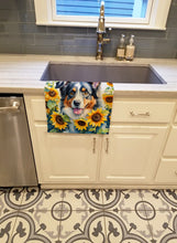 Load image into Gallery viewer, Australian Shepherd in Sunflowers Kitchen Towel