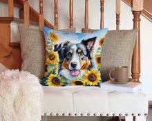 Load image into Gallery viewer, Australian Shepherd in Sunflowers Throw Pillow - 14x14 Decorative Pillow – Art for Your Home &amp; Patio