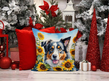 Load image into Gallery viewer, Australian Shepherd in Sunflowers Throw Pillow - 14x14 Decorative Pillow – Art for Your Home &amp; Patio