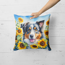 Load image into Gallery viewer, Australian Shepherd in Sunflowers Throw Pillow