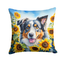 Load image into Gallery viewer, Australian Shepherd in Sunflowers Throw Pillow