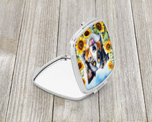 Load image into Gallery viewer, Australian Shepherd in Sunflowers Compact Mirror – Stylish Purse Mirror with Artistic Covers