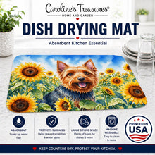 Load image into Gallery viewer, Australian Terrier in Sunflowers Dish Drying Mat Absorbent Dish Drying Mat Pad for Kitchen Counter Dish Drainer Mat for Countertop, 14 x 21", Multicolor