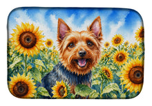 Load image into Gallery viewer, Australian Terrier in Sunflowers Dish Drying Mat Absorbent Dish Drying Mat Pad for Kitchen Counter Dish Drainer Mat for Countertop, 14 x 21", Multicolor