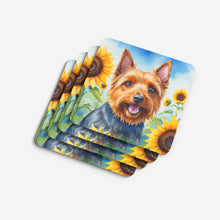 Load image into Gallery viewer, Australian Terrier in Sunflowers Coasters - Set of 4 Lightweight Foam, Absorbent Drink Coasters