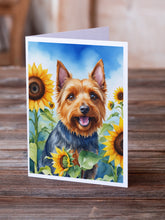 Load image into Gallery viewer, Australian Terrier in Sunflowers Greeting Cards - Blank Note Cards – 8-Pack of Artist-Designed Cards with Envelopes