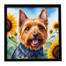Load image into Gallery viewer, Australian Terrier in Sunflowers Framed Metal Print