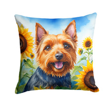 Load image into Gallery viewer, Australian Terrier in Sunflowers Throw Pillow - 14x14 Decorative Pillow – Art for Your Home &amp; Patio