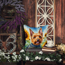 Load image into Gallery viewer, Australian Terrier in Sunflowers Throw Pillow