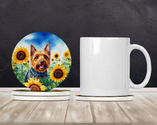 Load image into Gallery viewer, Australian Terrier in Sunflowers Large Sandstone Coasters Pack of 4