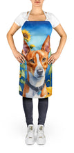 Load image into Gallery viewer, Basenji in Sunflowers Apron – Artist-Designed Kitchen, BBQ &amp; Craft Apron