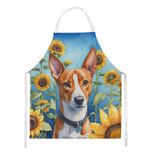 Load image into Gallery viewer, Basenji in Sunflowers Apron – Artist-Designed Kitchen, BBQ &amp; Craft Apron