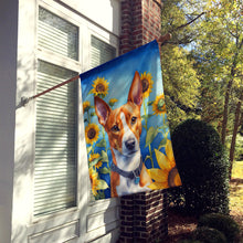 Load image into Gallery viewer, Basenji in Sunflowers House Flag