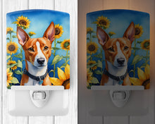 Load image into Gallery viewer, Basenji in Sunflowers Ceramic Night Light