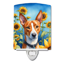 Load image into Gallery viewer, Basenji in Sunflowers Ceramic Night Light