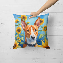 Load image into Gallery viewer, Basenji in Sunflowers Throw Pillow