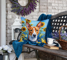 Load image into Gallery viewer, Basenji in Sunflowers Throw Pillow