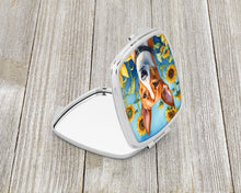 Load image into Gallery viewer, Basenji in Sunflowers Compact Mirror – Stylish Purse Mirror with Artistic Covers
